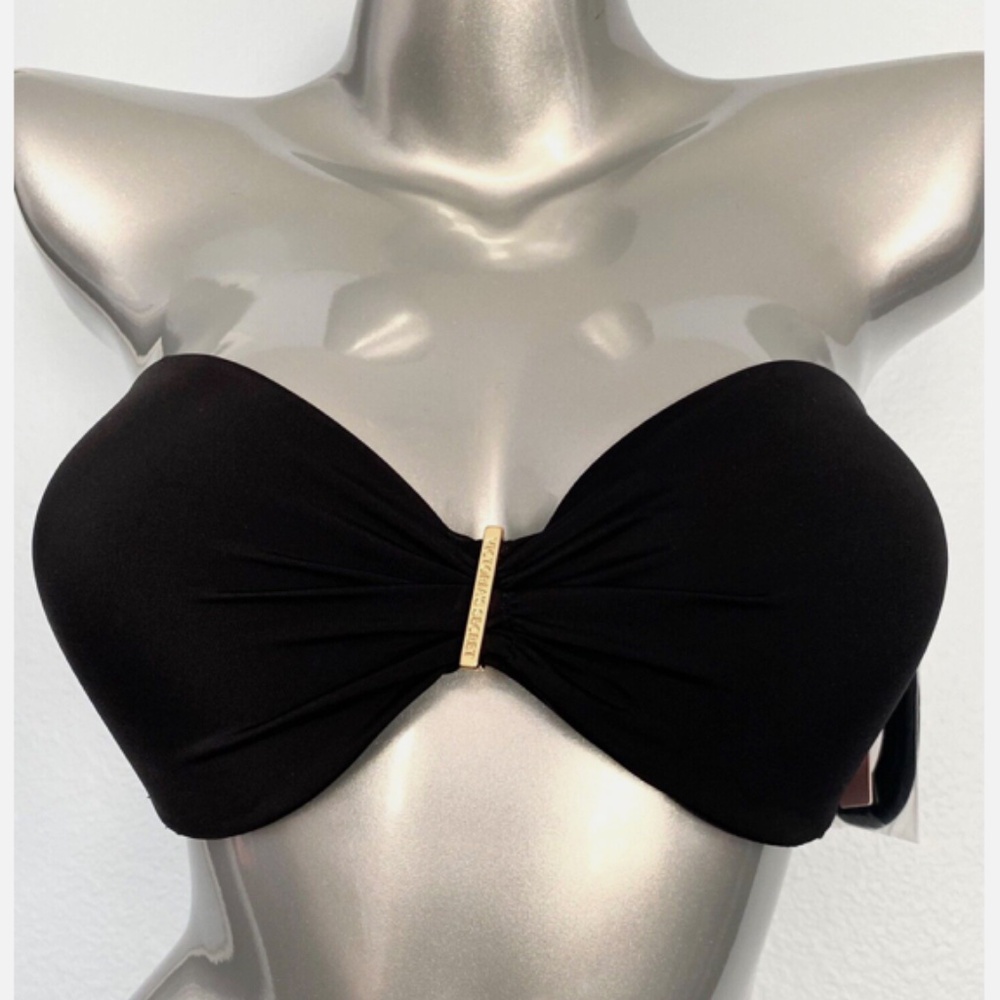 Victoria's Secret Black Bandeau Bikini Top with Gold Accent